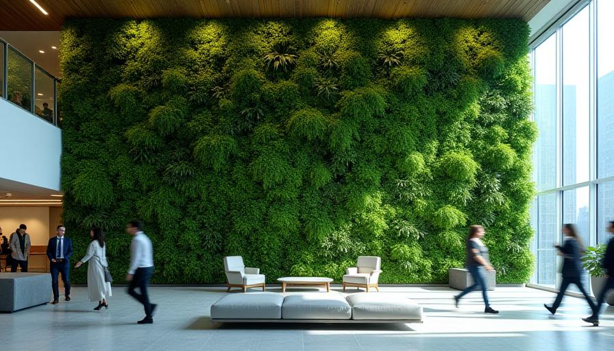 Commercial vertical garden in Manhattan lobby